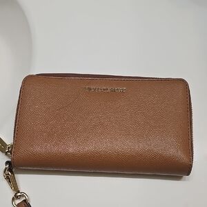 Michael Kors Tan Leather Wallet with Gold Accents